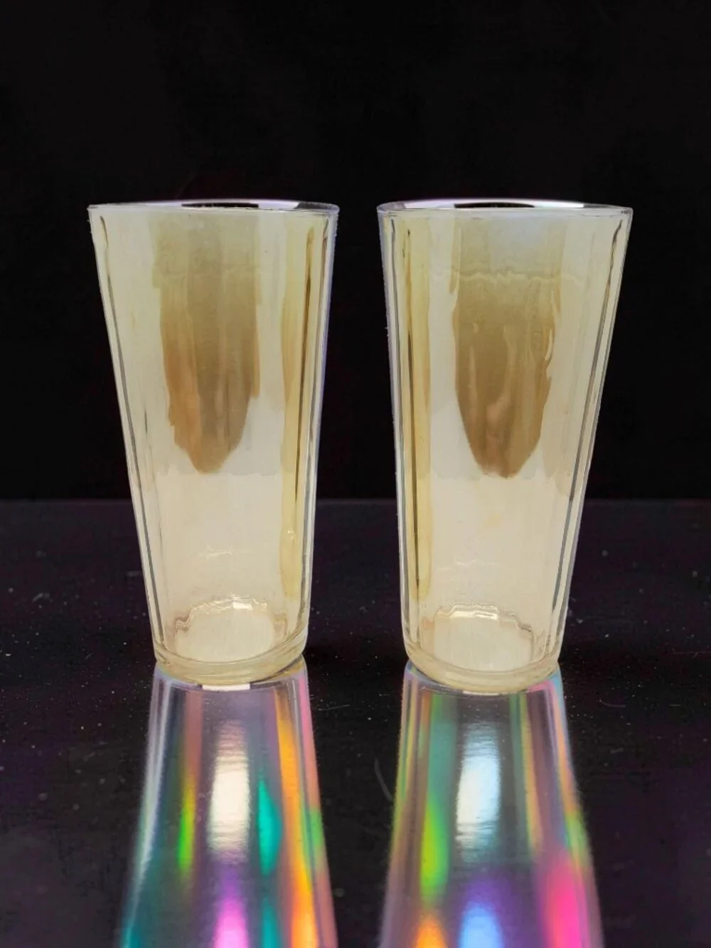 vintage set of 2  jeanette marigold lusterware 12oz drinking glasses